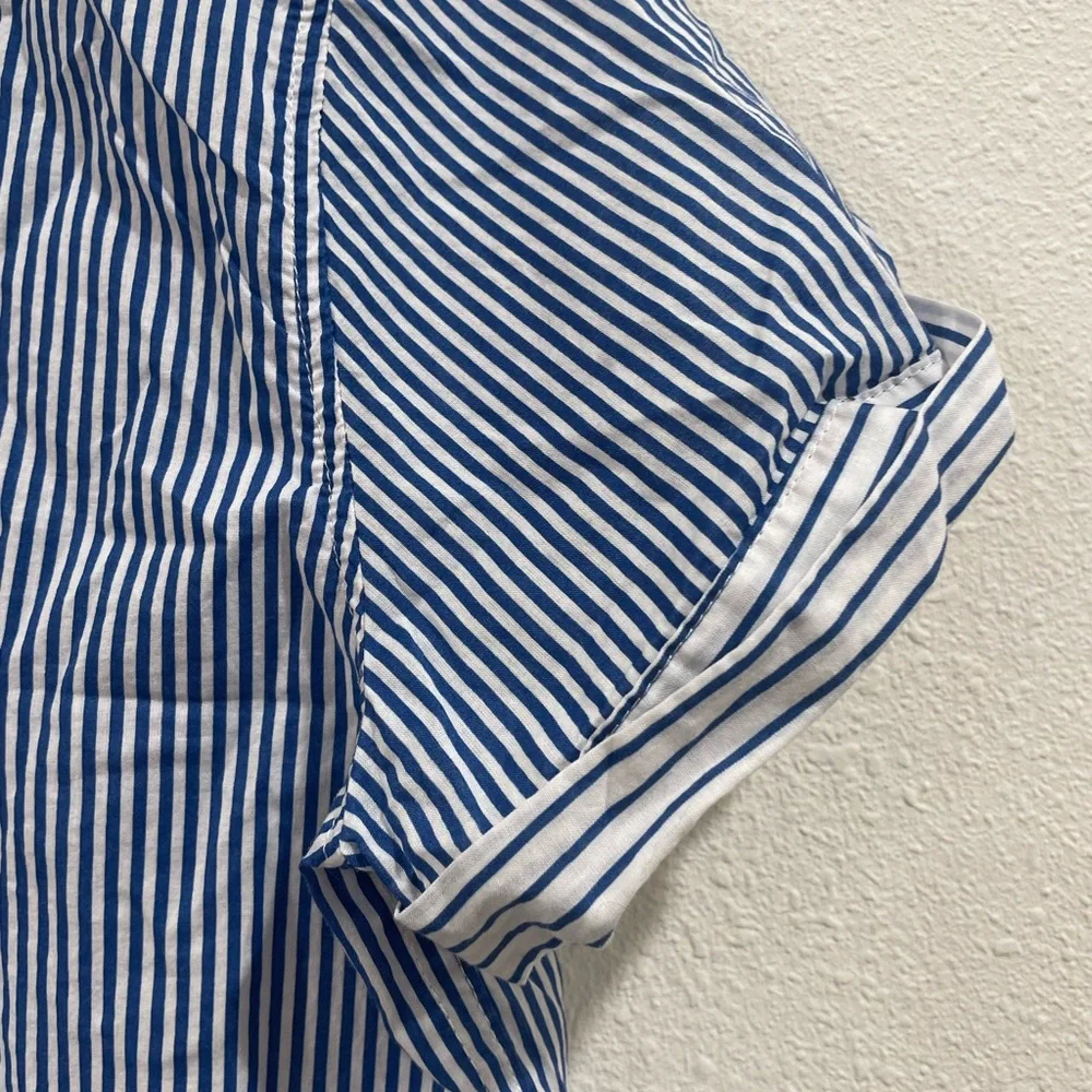 Ralph Lauren Blue and White Pinstriped Pajama Short Set 100% Organic Cotton